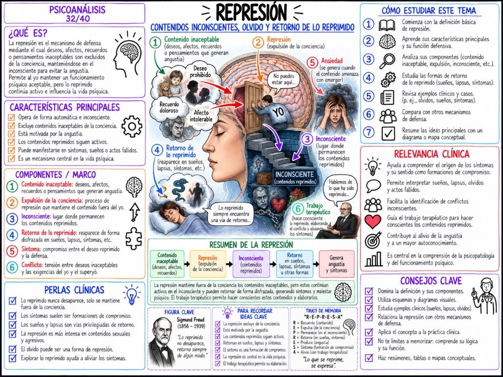 Represión 32/40: Contenidos Inconscientes, Olvido y Retorno de lo Reprimido